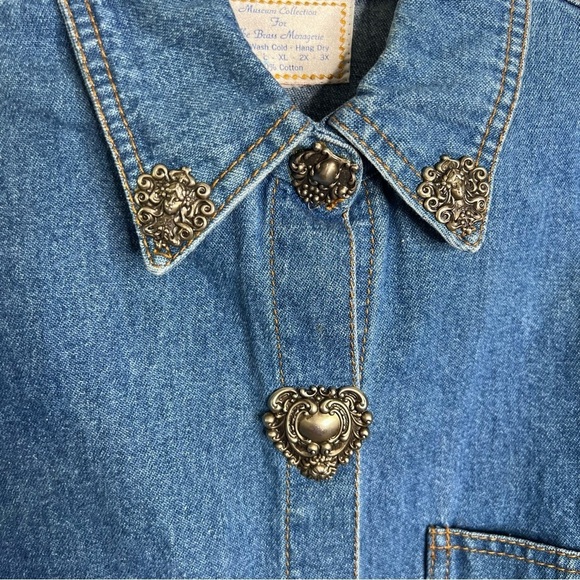 Museum Collection Chambray Women Large Denim Vintage Snap Buttons B5 - Picture 3 of 10